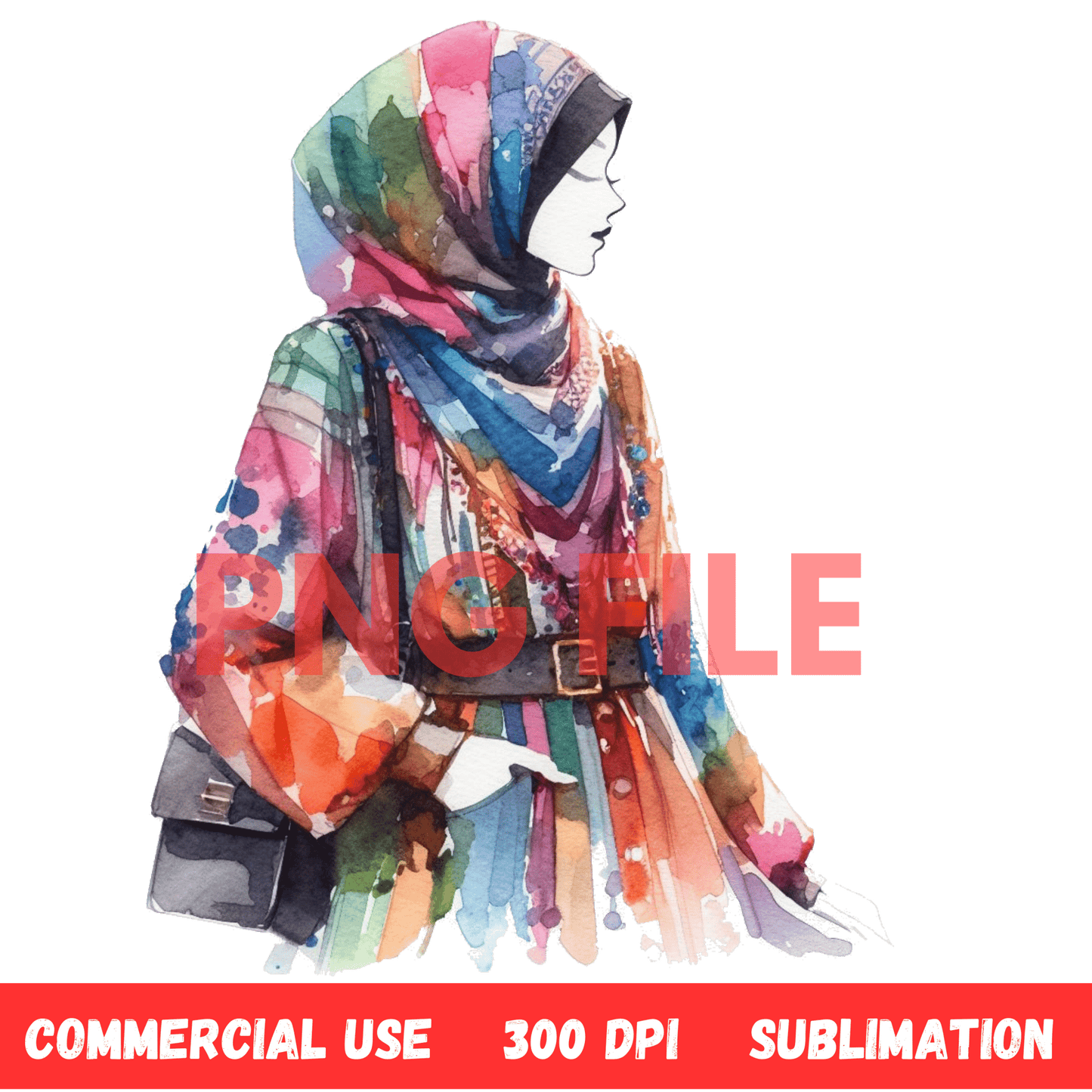 Bohemian - Inspired Digital Art Illustration: BOHO, Muslim, Feminine, Watercolor, Ethnic - UrthNart
