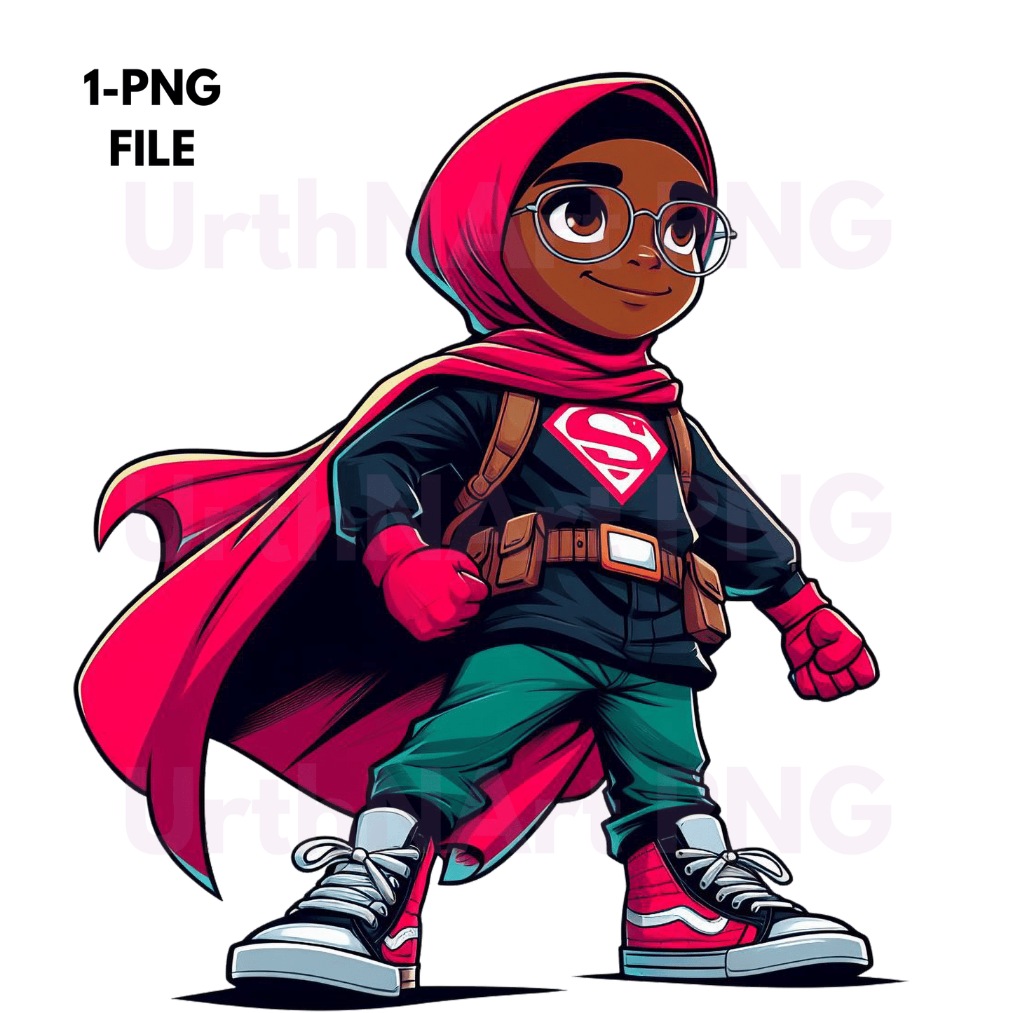 Clip Art Illustration – Child Superhero, Positive Images, Black Girl Magic, African American Children, Kids - UrthNart