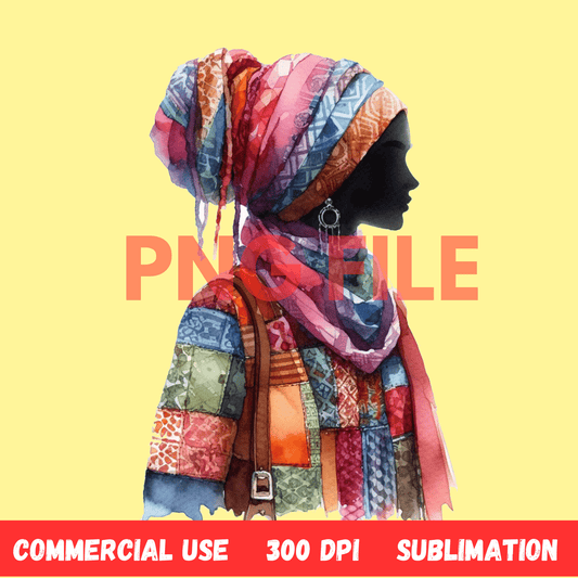 Afro, BOHO, Muslim, African, Feminine, Black Woman - Inspired Digital Art Illustration - UrthNart