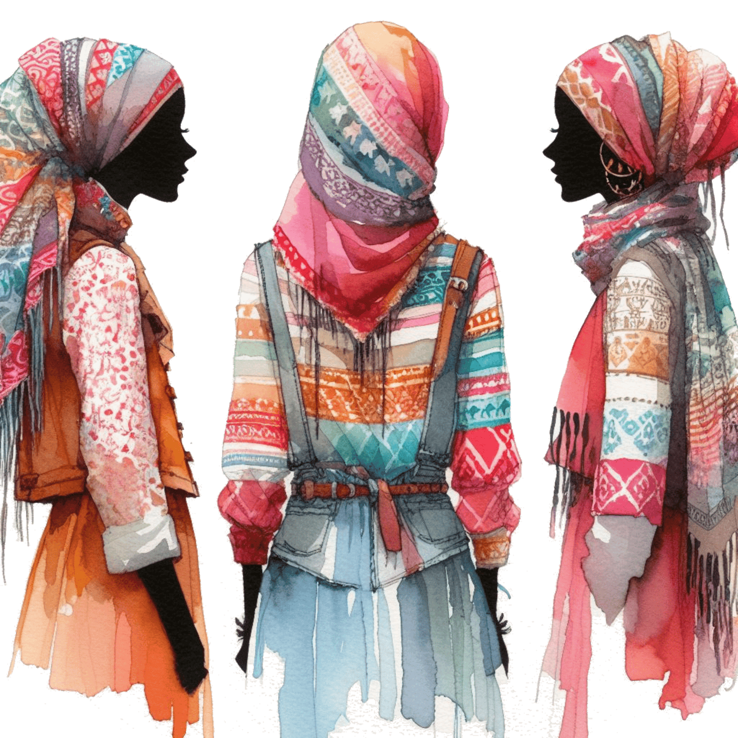 Afro, BOHO, Muslim, African, Feminine, Black Woman - Inspired Digital Art Illustration - UrthNart