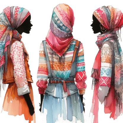Afro, BOHO, Muslim, African, Feminine, Black Woman - Inspired Digital Art Illustration - UrthNart