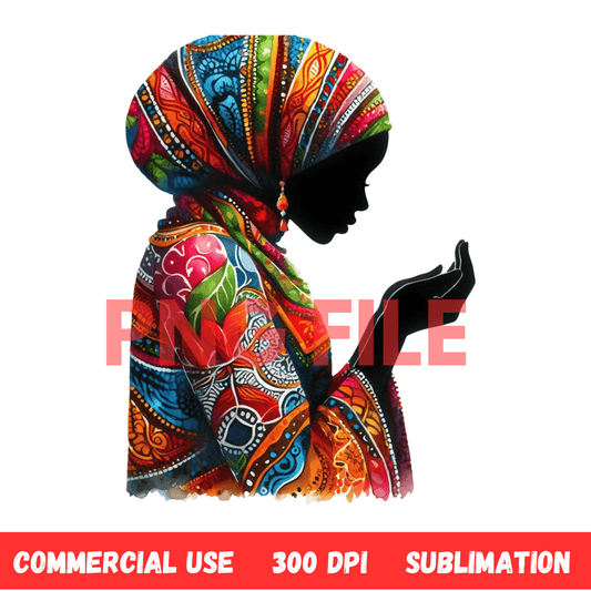 Afro, BOHO, Muslim, African, Feminine, Black Woman - Inspired Digital Art Illustration - UrthNart