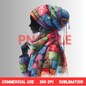 Afro, BOHO, Muslim, African, Feminine, Black Woman - Inspired Digital Art Illustration - UrthNart