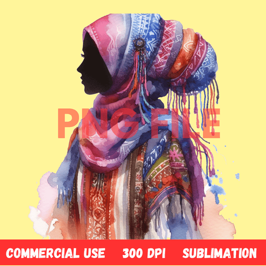 Afro, BOHO, Muslim, African, Feminine, Black Woman - Inspired Digital Art Illustration - UrthNart