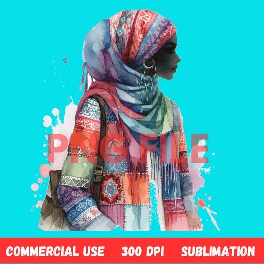Afro, BOHO, Muslim, African, Feminine, Black Woman - Inspired Digital Art Illustration - UrthNart