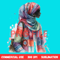 Afro, BOHO, Muslim, African, Feminine, Black Woman - Inspired Digital Art Illustration - UrthNart