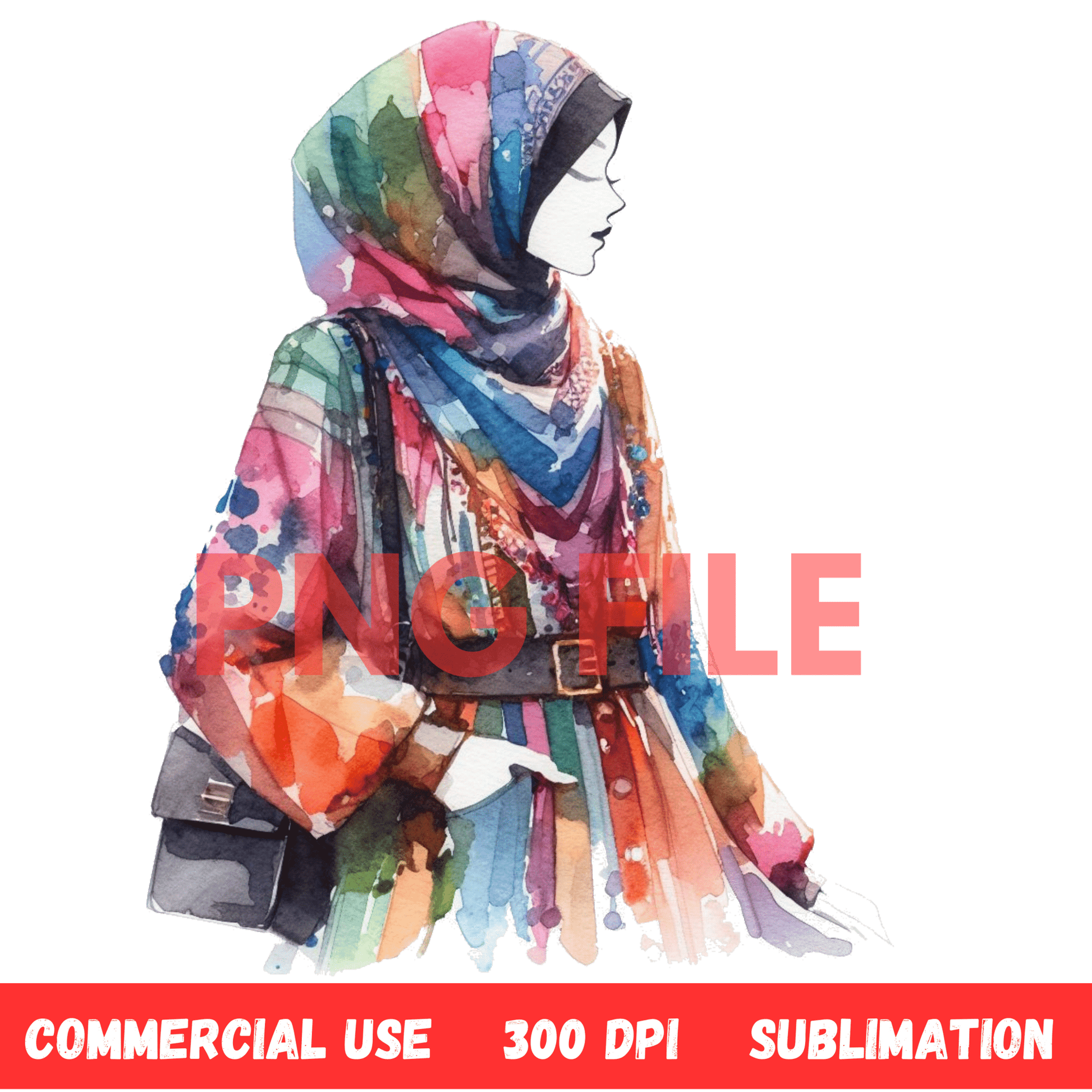 Bohemian - Inspired Digital Art Illustration: BOHO, Muslim, Feminine, Watercolor, Ethnic - UrthNart