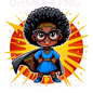 Clip Art Illustration – Child Superhero, Positive Images, Black Girl Magic, African American Children, Kids - UrthNart