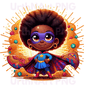 Clip Art Illustration – Child Superhero, Positive Images, Black Girl Magic, African American Children, Kids - UrthNart