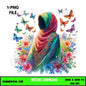 Digital Art Illustration – Muslim Woman and Butterfies PNG | The Beauty of Modesty Collection - UrthNart