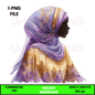 Digital Art Illustration: Praying Woman, Watercolor, Modesty, Feminine, Silhouette, African, African - American, Muslim Woman - UrthNart