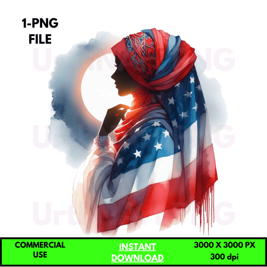 Digital Art Illustration: Praying Woman, Watercolor, Modesty, Feminine, Silhouette, African, African - American, Muslim Woman - UrthNart