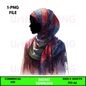 Digital Art Illustration: Praying Woman, Watercolor, Modesty, Feminine, Silhouette, African, African - American, Muslim Woman - UrthNart
