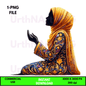 Digital Art Illustration: Praying Woman, Watercolor, Modesty, Feminine, Silhouette, African, African - American, Muslim Woman - UrthNart