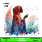 Digital Art Illustration: Praying Woman, Watercolor, Modesty, Feminine, Silhouette, African, African - American, Muslim Woman - UrthNart