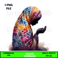 Digital Art Illustration: Praying Woman, Watercolor, Modesty, Feminine, Silhouette, African, African - American, Muslim Woman - UrthNart