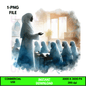 Digital Art Illustration: Watercolor, Modest Women, Feminine, Silhouette, Muslim Teacher, African, African - American, Muslim Women (Copy) - UrthNart